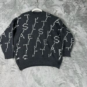 Sweater Womens‎ XL Dark Gray Graphic Pullover Academia Grunge Whimsigoth Goth